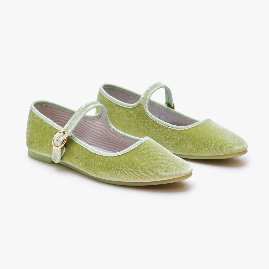 Belle Mary Jane - Lime Velvet
