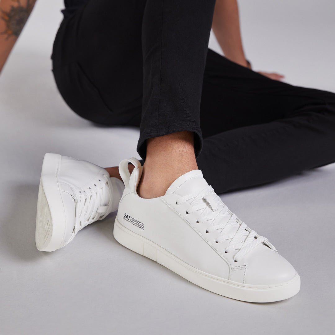 White sneakers with 2025 rubber sole